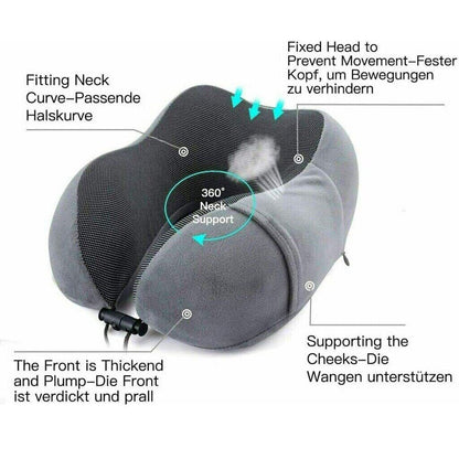 Mastrek Memory Foam Travel Pillow - Neck Support Cushion for Travel