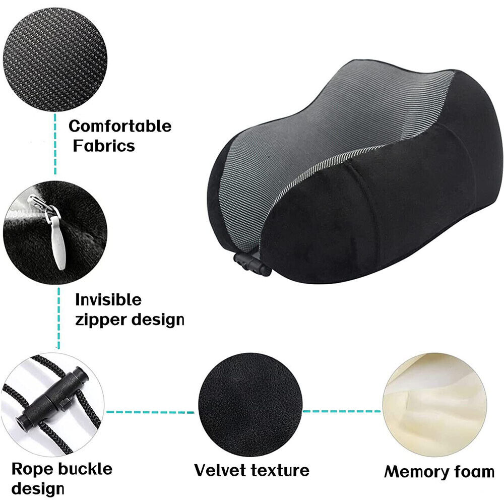 Mastrek Memory Foam Travel Pillow - Neck Support Cushion for Travel