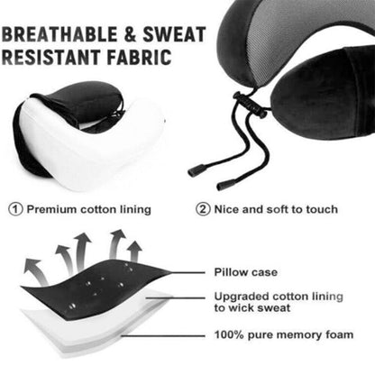 Mastrek Memory Foam Travel Pillow - Neck Support Cushion for Travel