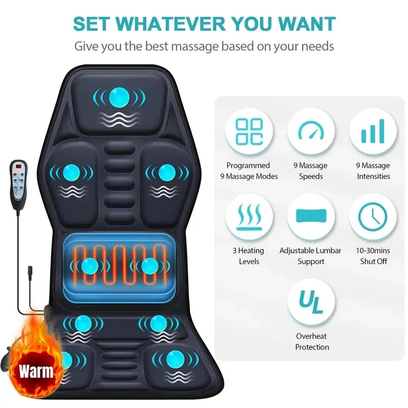 Car Seat Back Massager Cushion – Heated Vibration for Back Pain UK