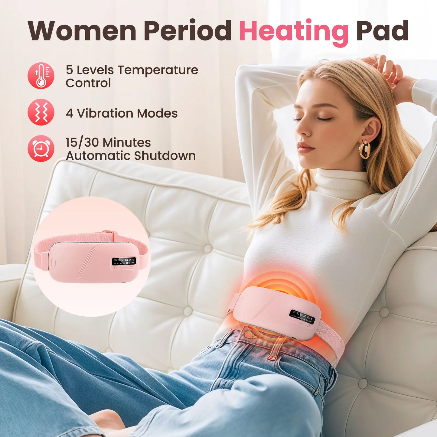 Mastrek Heated Massage Belt - Vibration & Heat for Waist & Abdomen