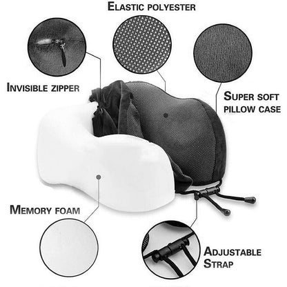 Mastrek Memory Foam Travel Pillow - Neck Support Cushion for Travel
