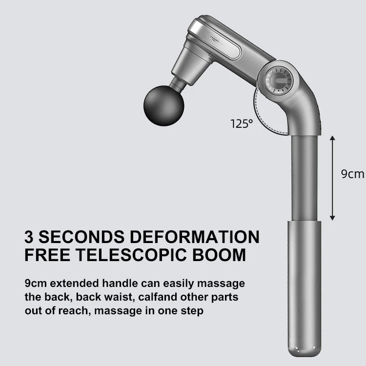 Telescopic massage tool with deformation-free boom on a gray background