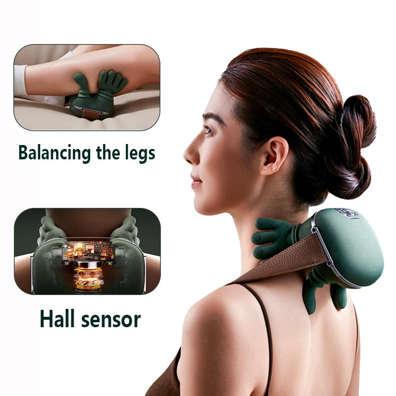 Hall sensor Shiatsu neck and shoulder massager with smart technology and heat therapy