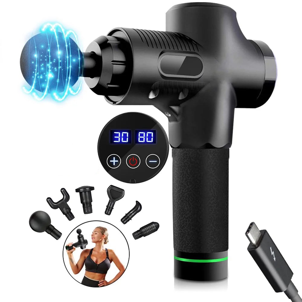 30 speed massage gun with LCD display for professional deep tissue percussion therapy
