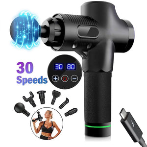 30 speed massage gun with LCD display for professional deep tissue percussion therapy