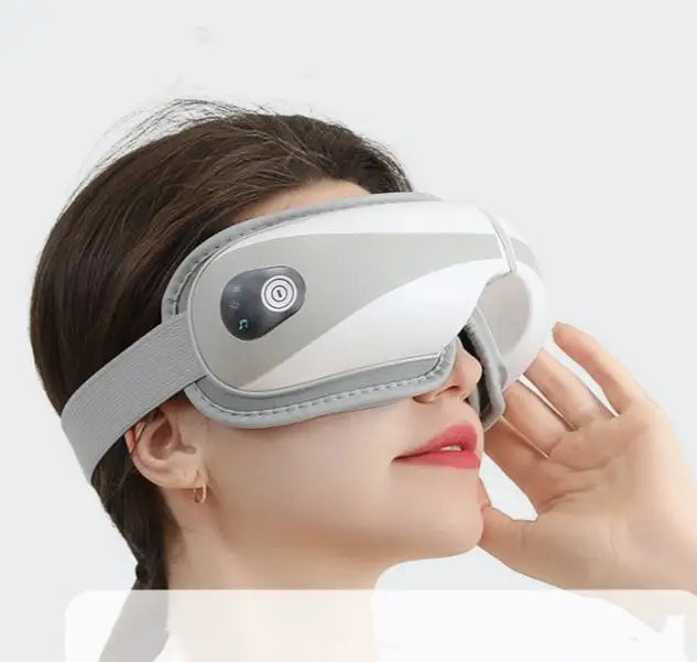 Premium PU leather eye massager with Bluetooth music and heat therapy for eye strain